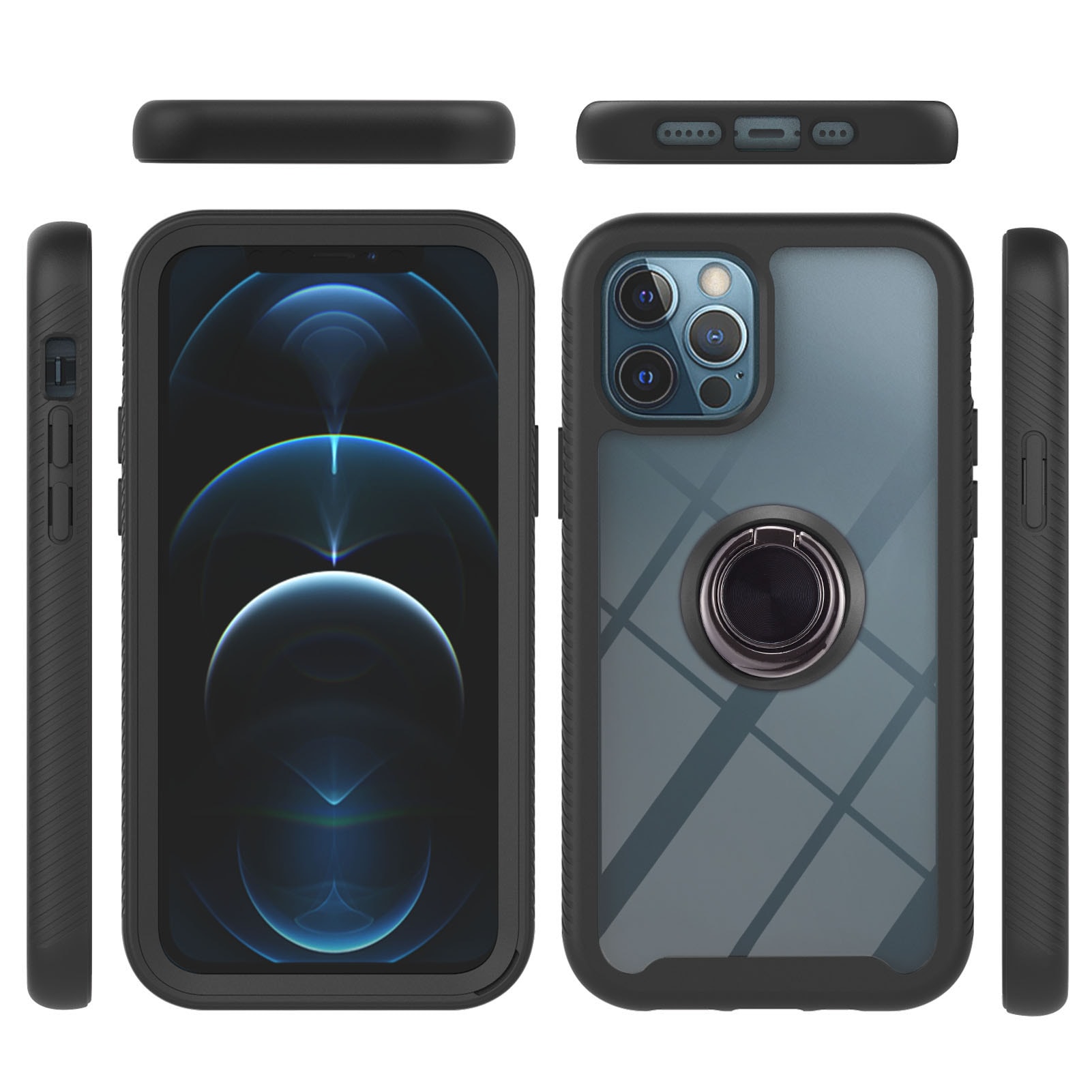 Full Cover Ring Skal iPhone 12/12 Pro svart