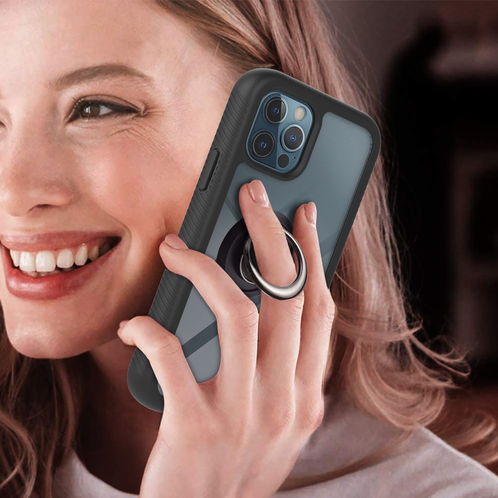 Full Cover Ring Skal iPhone 12/12 Pro svart