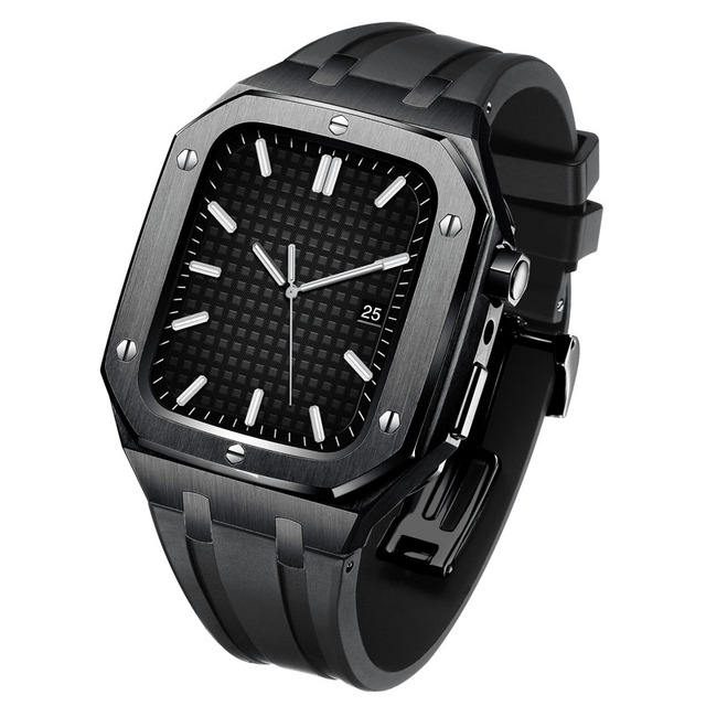 Apple Watch 45mm Series 7 Full Metal Silikonarmband svart