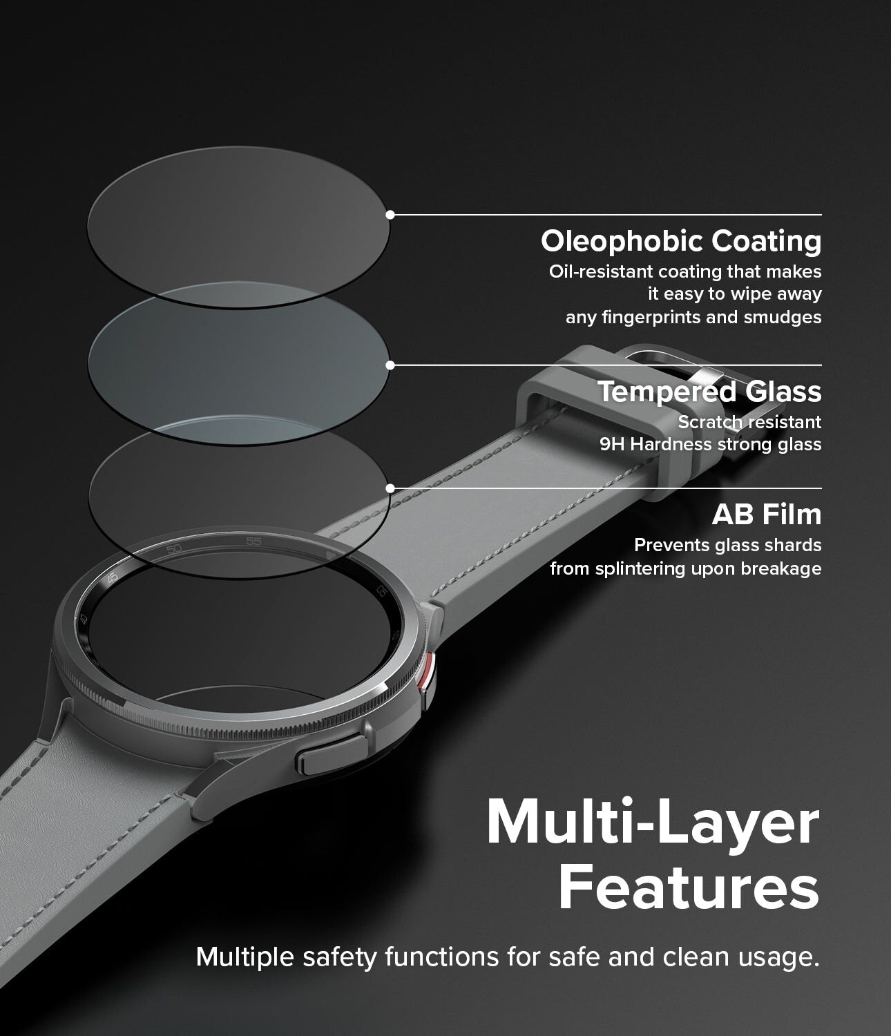 Screen Tempered Glass Samsung Galaxy Watch 6 Classic 47mm (4-pack)