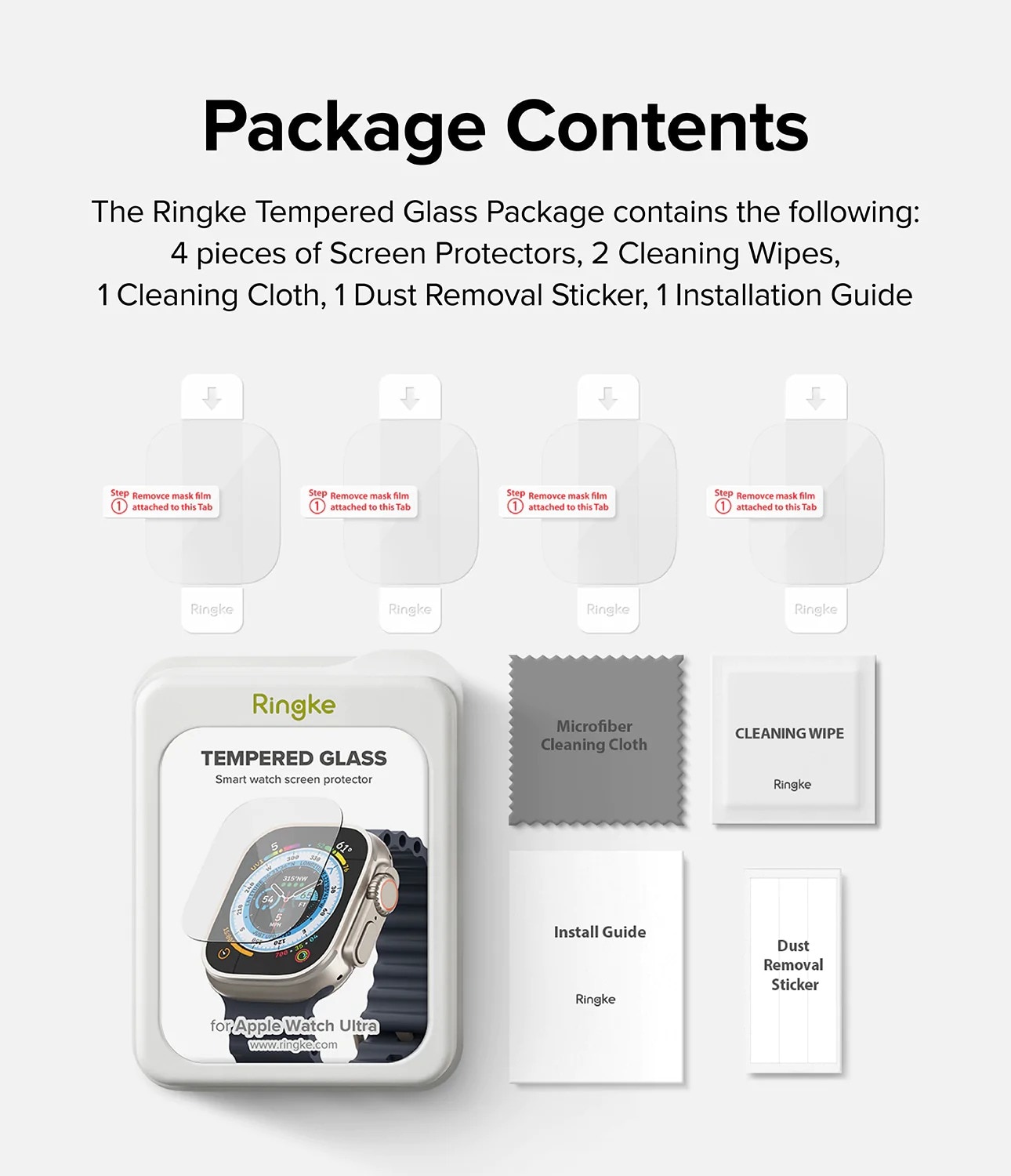 Screen Tempered Glass Apple Watch Ultra 49mm 2nd Gen (4-pack)