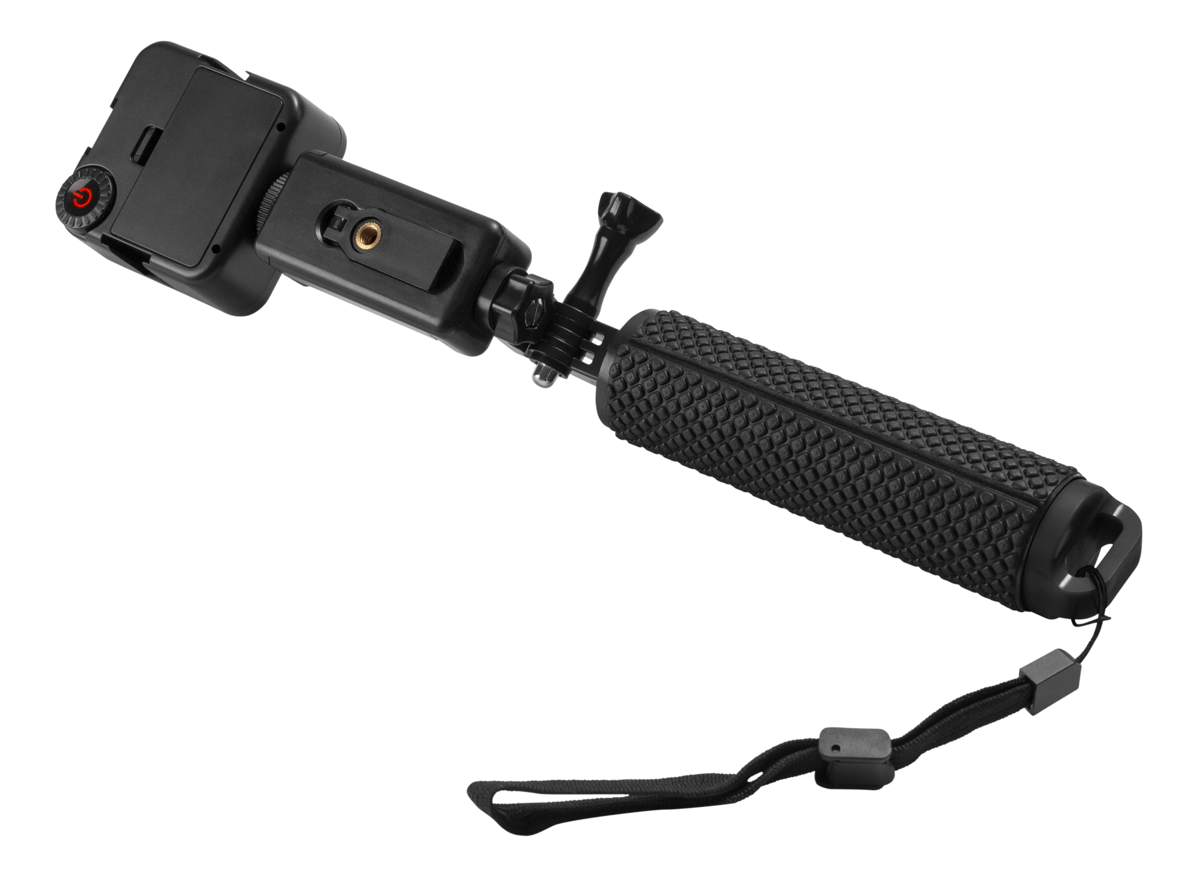 Selfie stick med LED-lampa svart