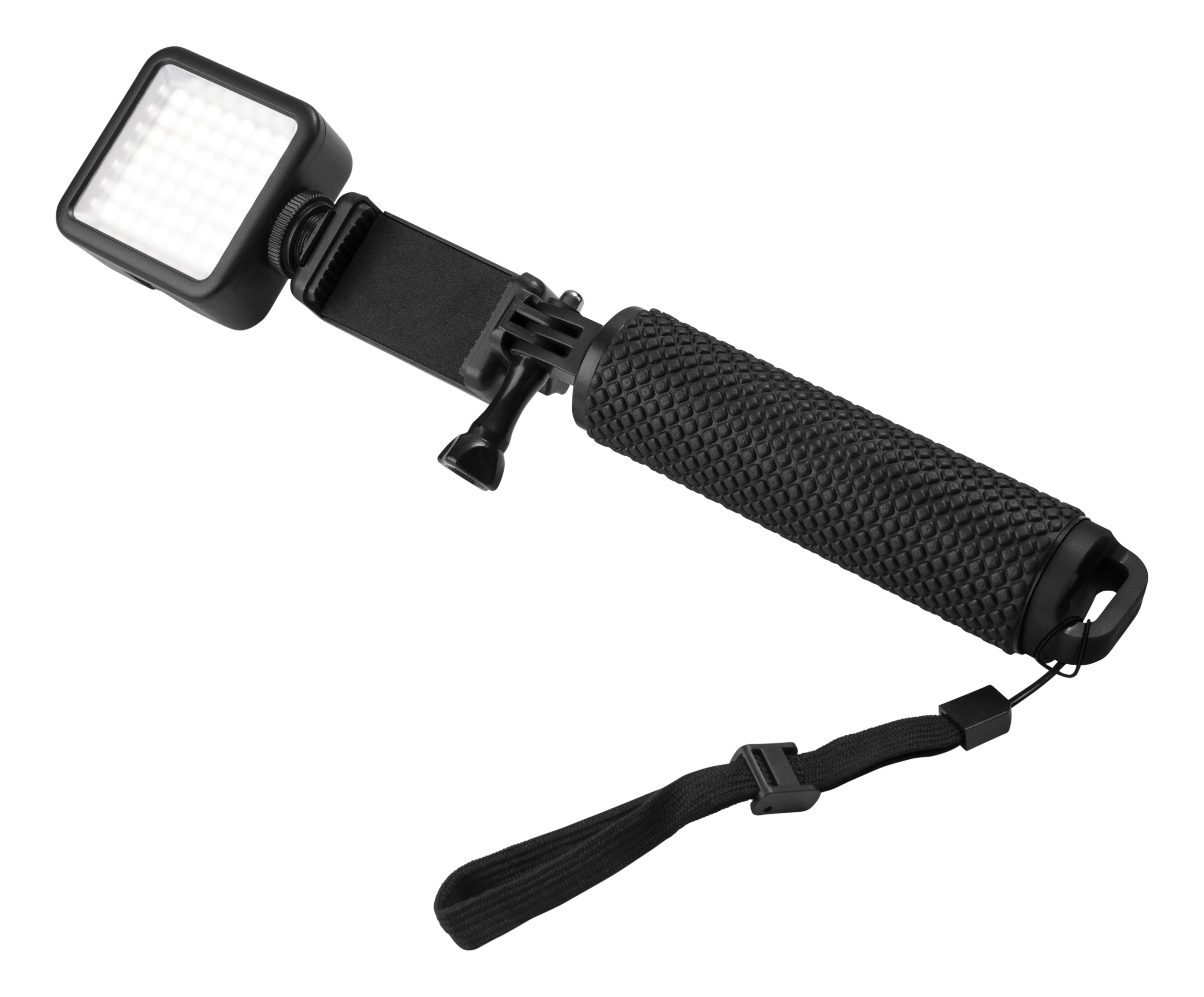 Selfie stick med LED-lampa svart