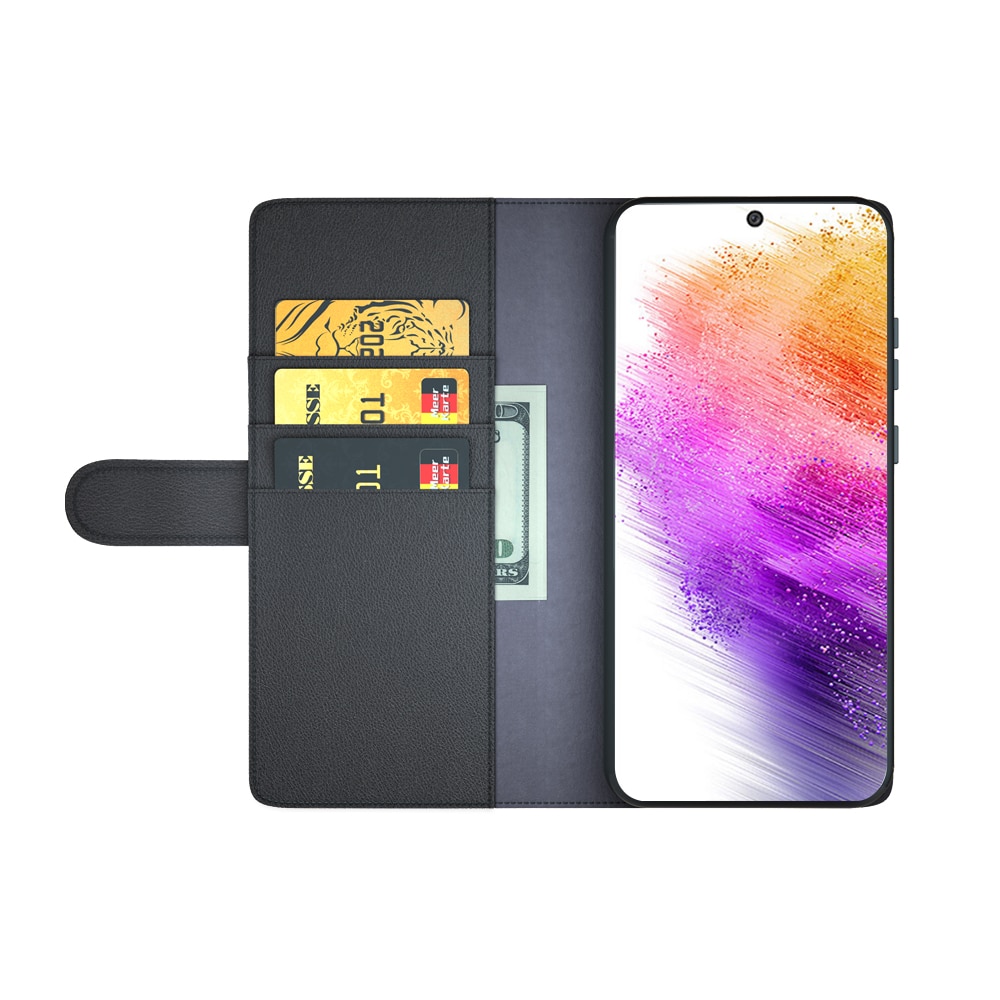 Äkta Läderfodral Samsung Galaxy A73 5G Svart