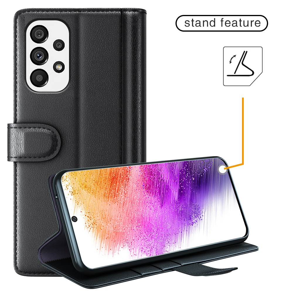Äkta Läderfodral Samsung Galaxy A73 5G Svart