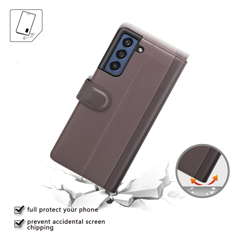 Äkta Läderfodral Samsung Galaxy S21 FE Brun