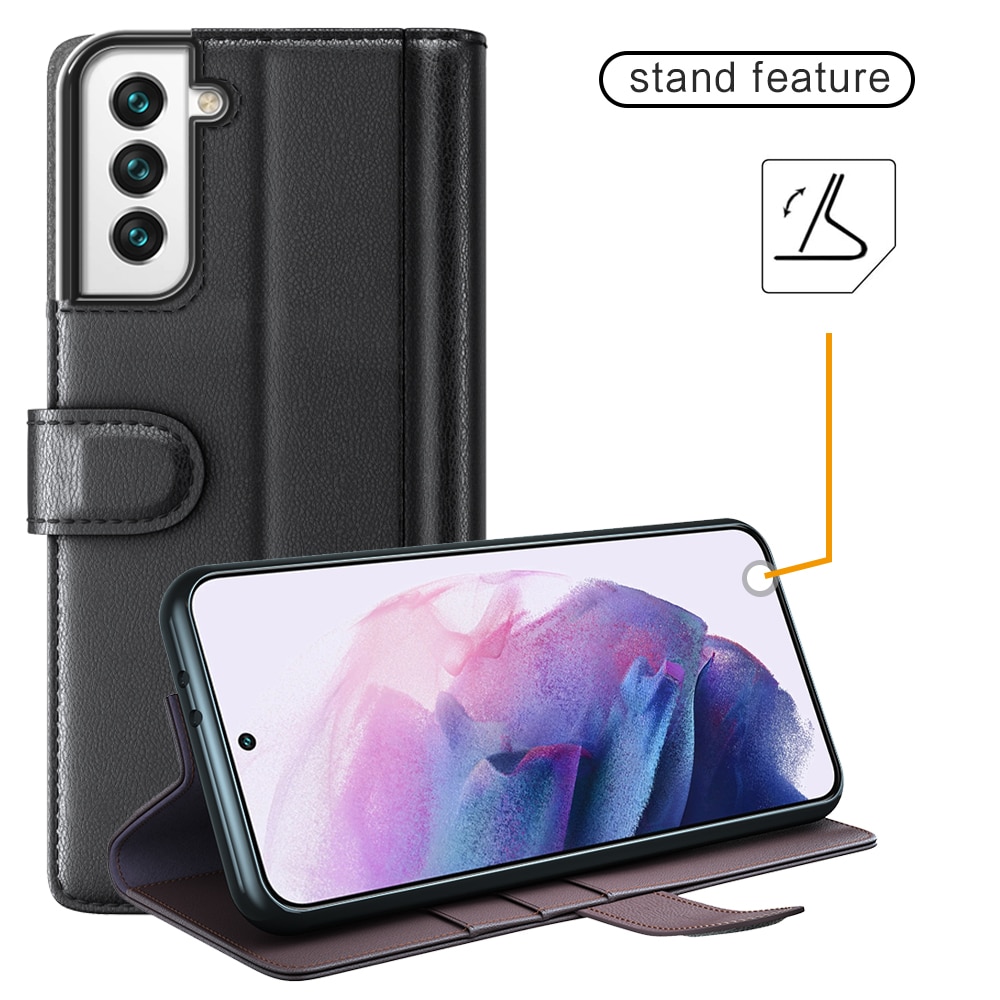 Äkta Läderfodral Samsung Galaxy S22 Plus Svart