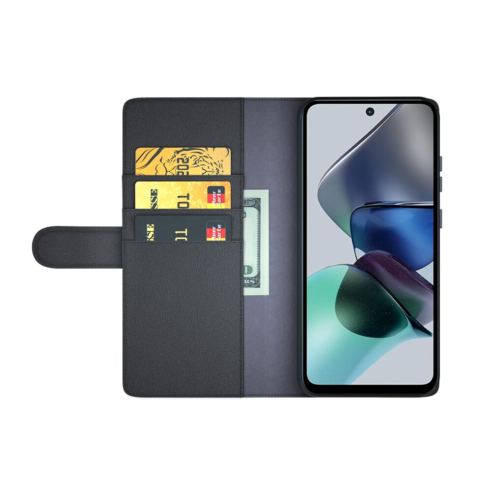 Äkta Läderfodral Motorola Moto G23 Svart