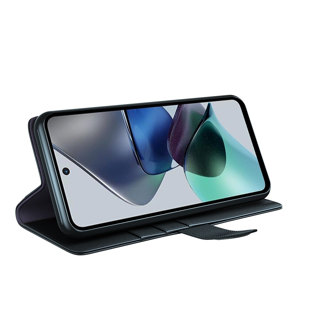 Äkta Läderfodral Motorola Moto G23 Svart