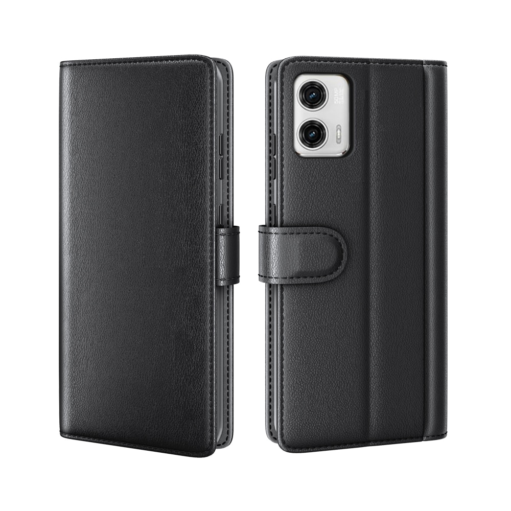 Äkta Läderfodral Motorola Moto G73 Svart