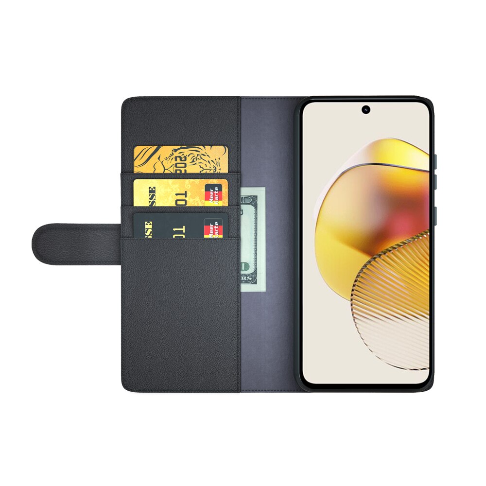 Äkta Läderfodral Motorola Moto G73 Svart
