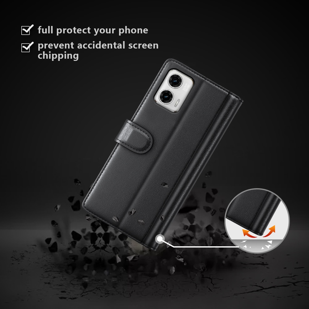 Äkta Läderfodral Motorola Moto G73 svart