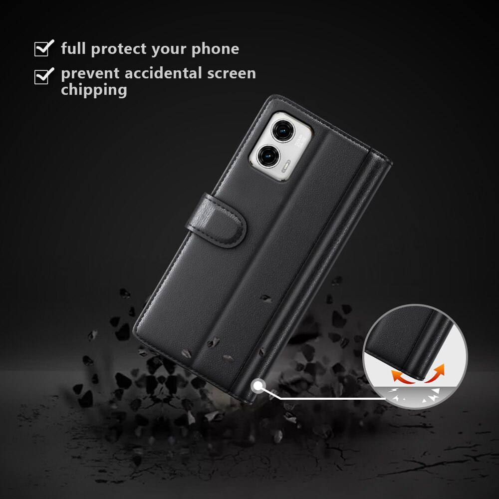 Äkta Läderfodral Motorola Moto G73 Svart