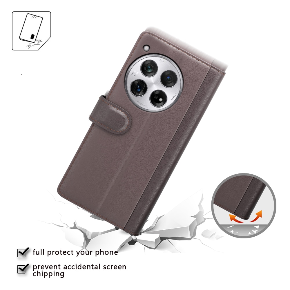Äkta Läderfodral OnePlus 12 brun