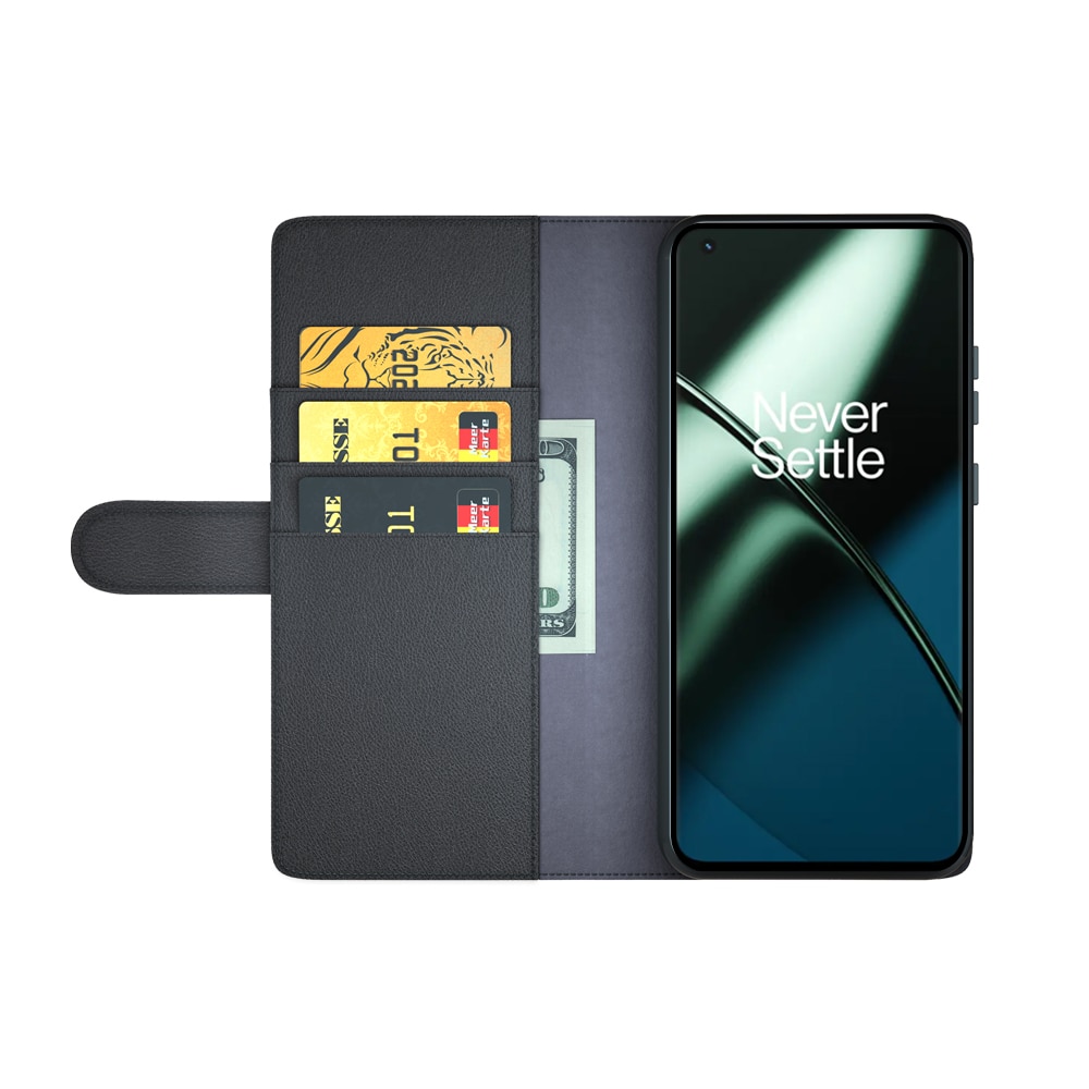 Äkta Läderfodral  OnePlus 11 Svart