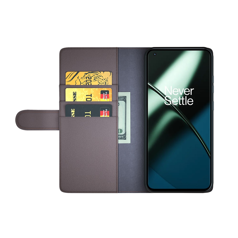 Äkta Läderfodral  OnePlus 11 Brun