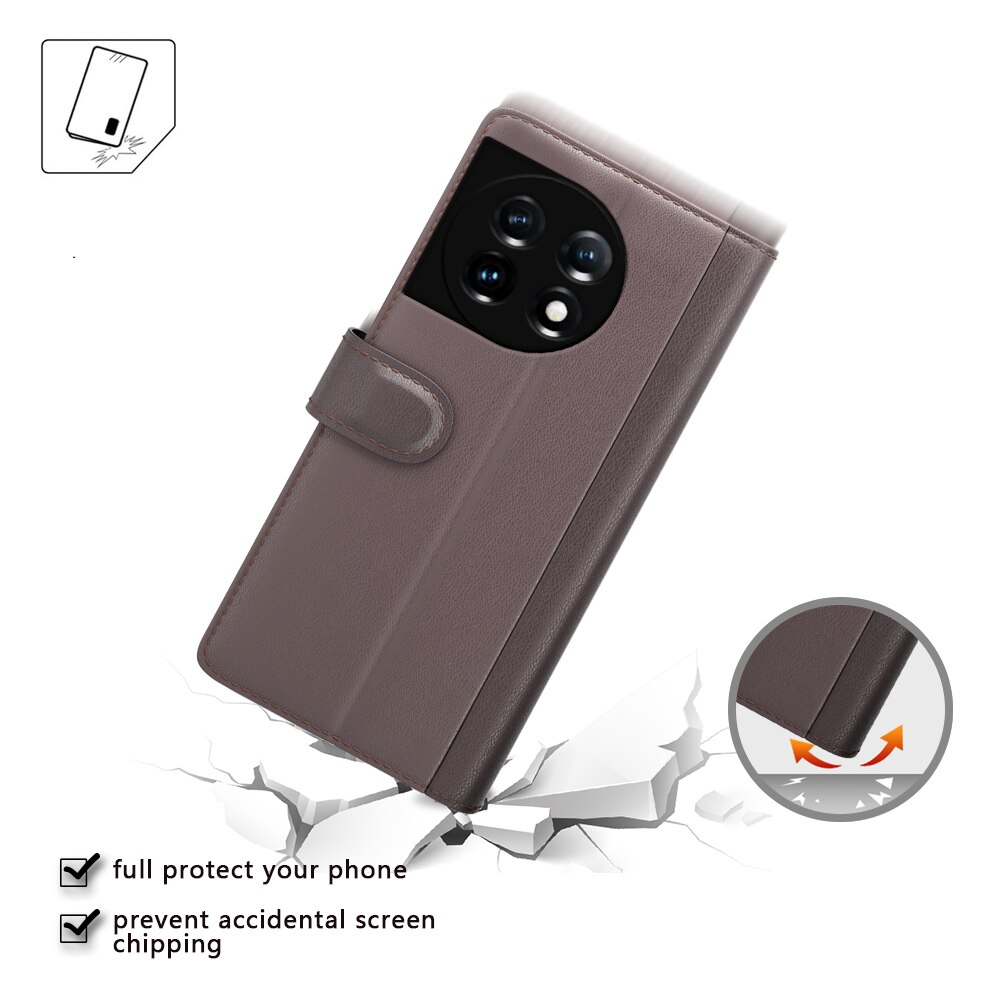 Äkta Läderfodral  OnePlus 11 Brun