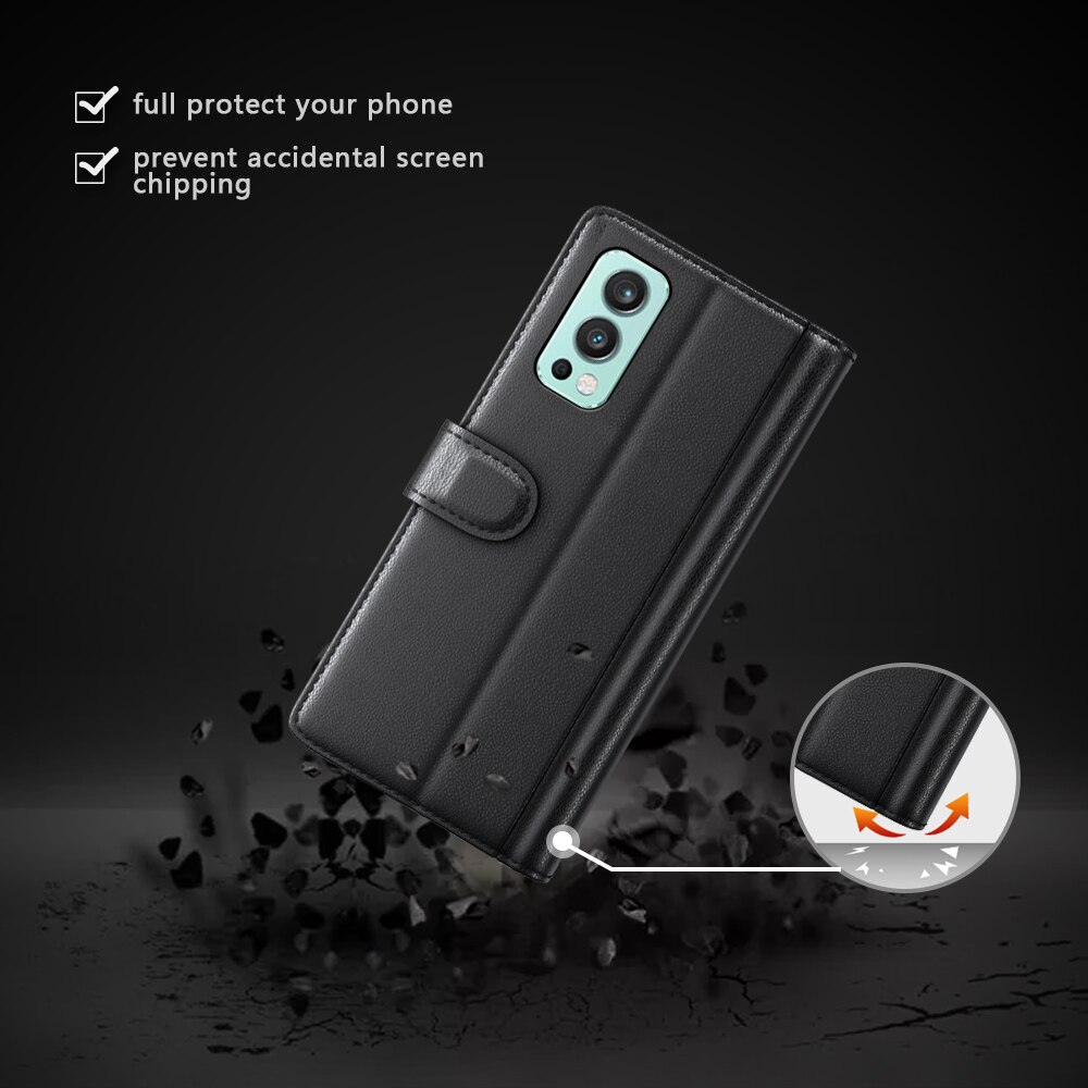Äkta Läderfodral  OnePlus Nord 2 5G Svart