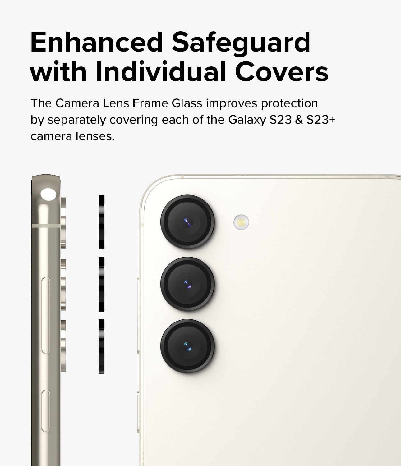 Camera Lens Frame Glass Samsung Galaxy S23/Galaxy S23 Plus Svart