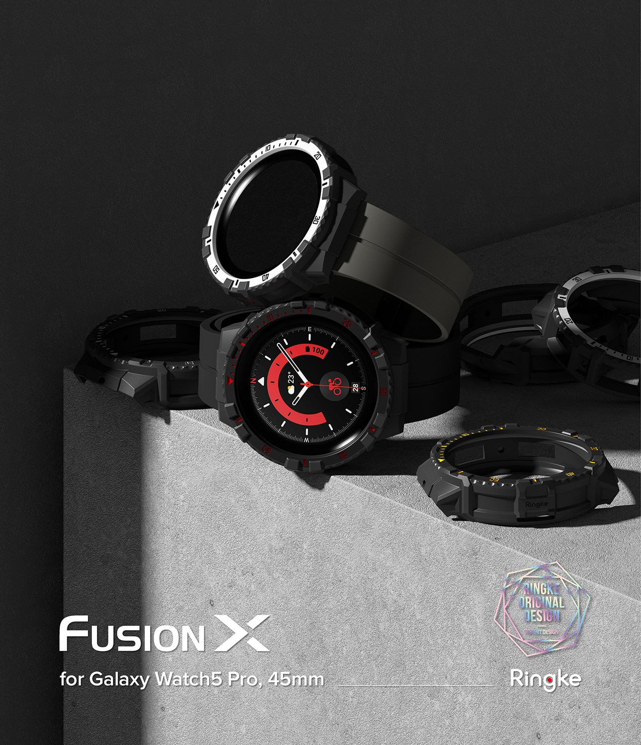 Fusion X Skal Samsung Galaxy Watch 5 Pro 45mm Black (Red Index)