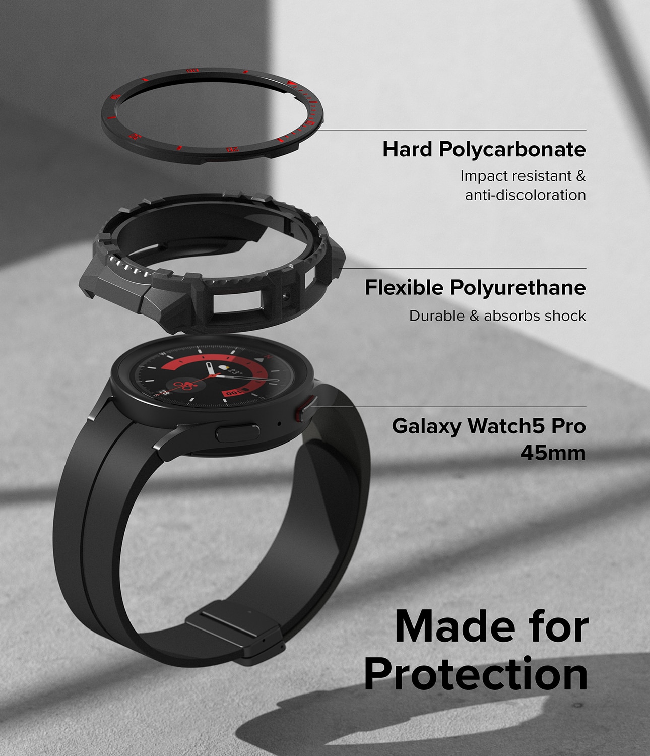 Fusion X Skal Samsung Galaxy Watch 5 Pro 45mm Black (Red Index)