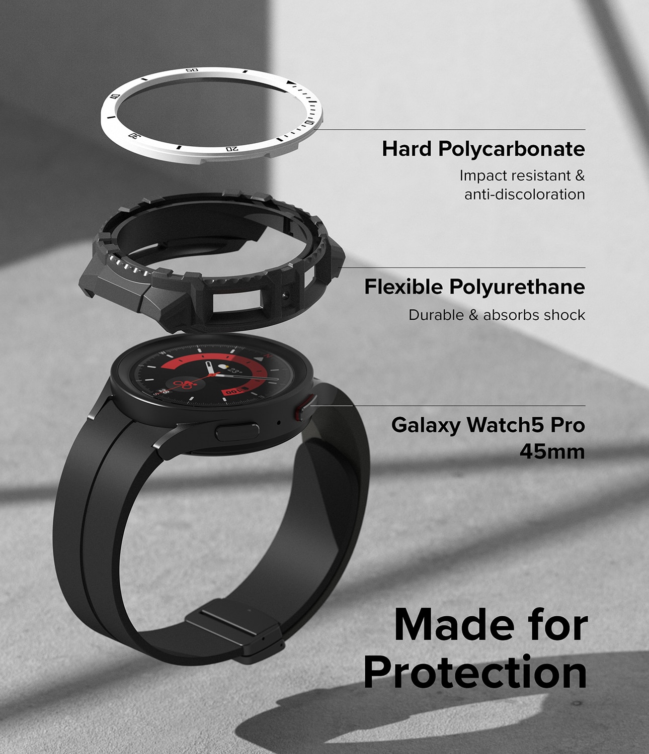 Fusion X Skal Samsung Galaxy Watch 5 Pro 45mm White (Black Index)