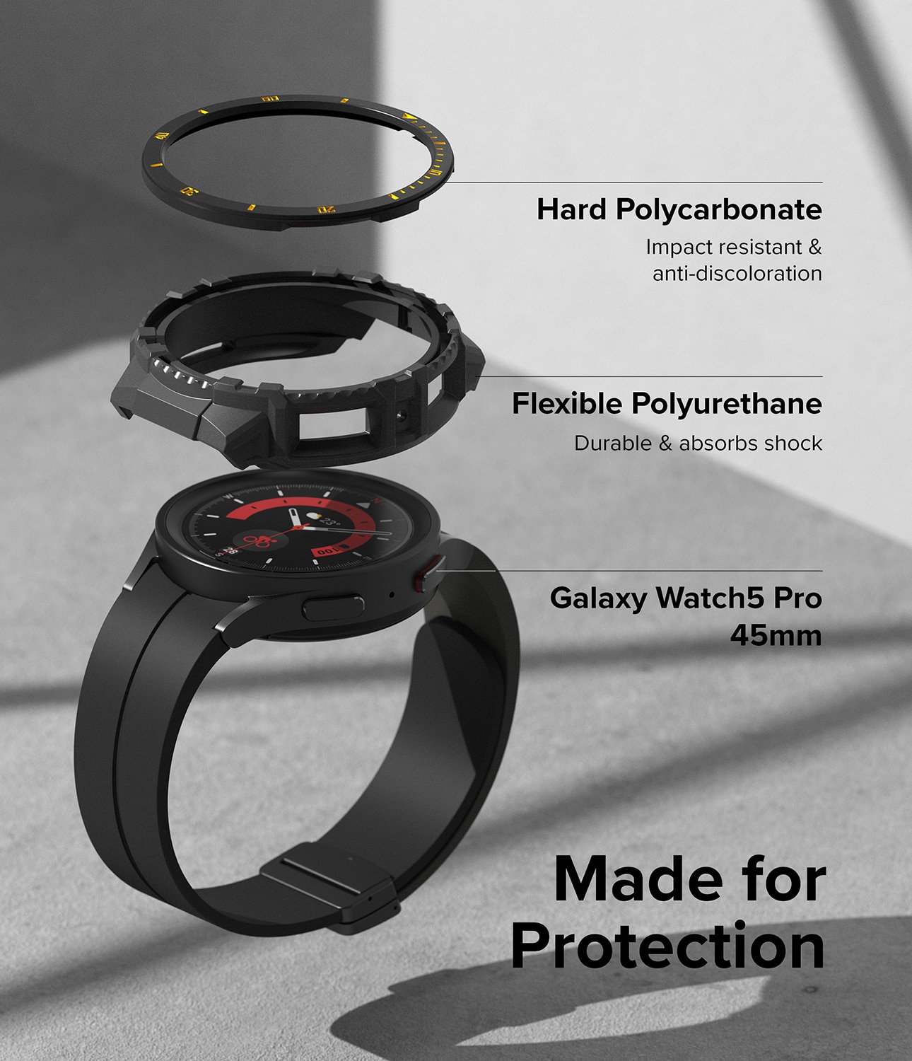 Fusion X Skal Samsung Galaxy Watch 5 Pro 45mm Black (Yellow Index)