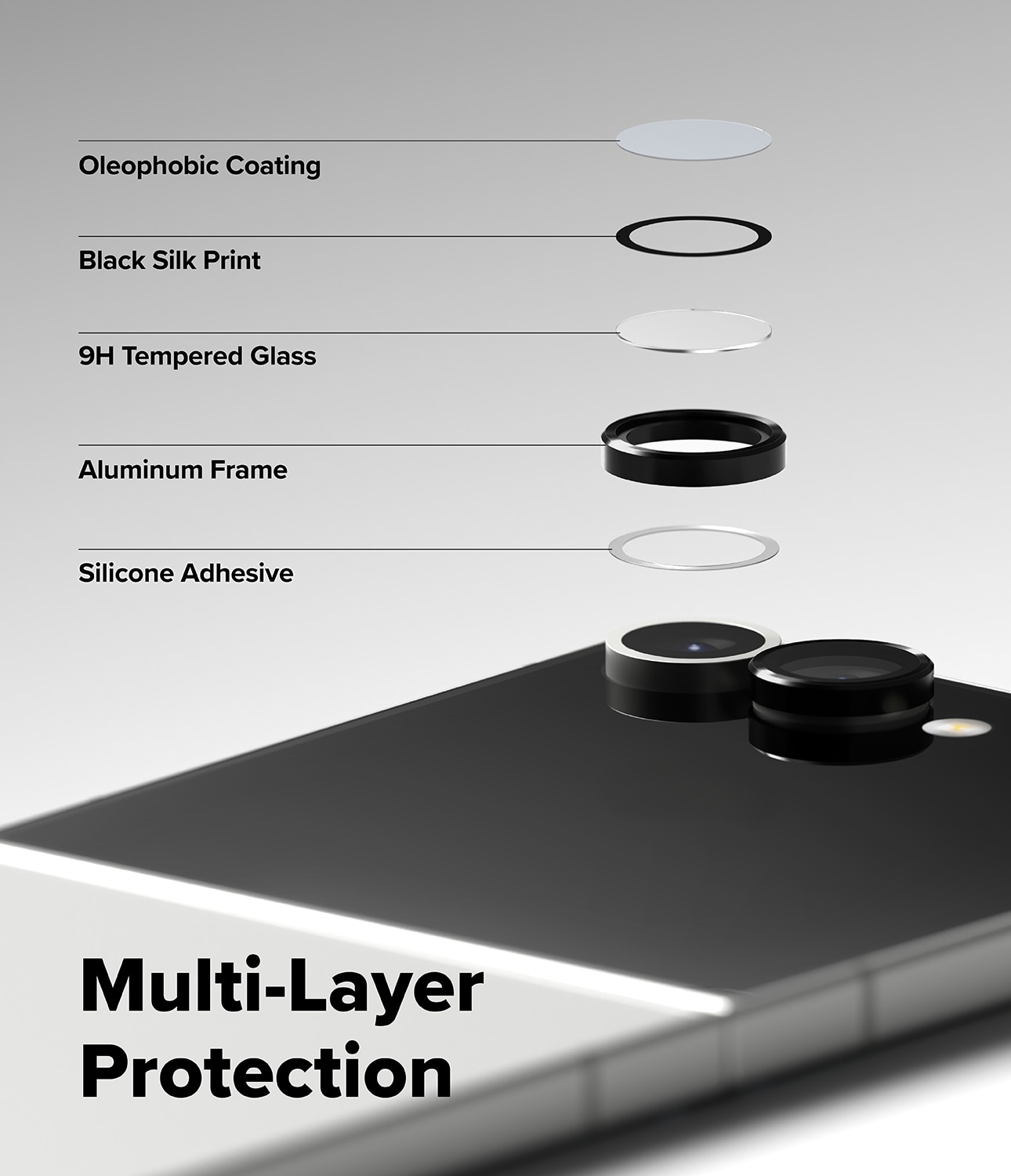 Camera Lens Frame Glass (2-pack) Samsung Galaxy Z Flip 7 Black