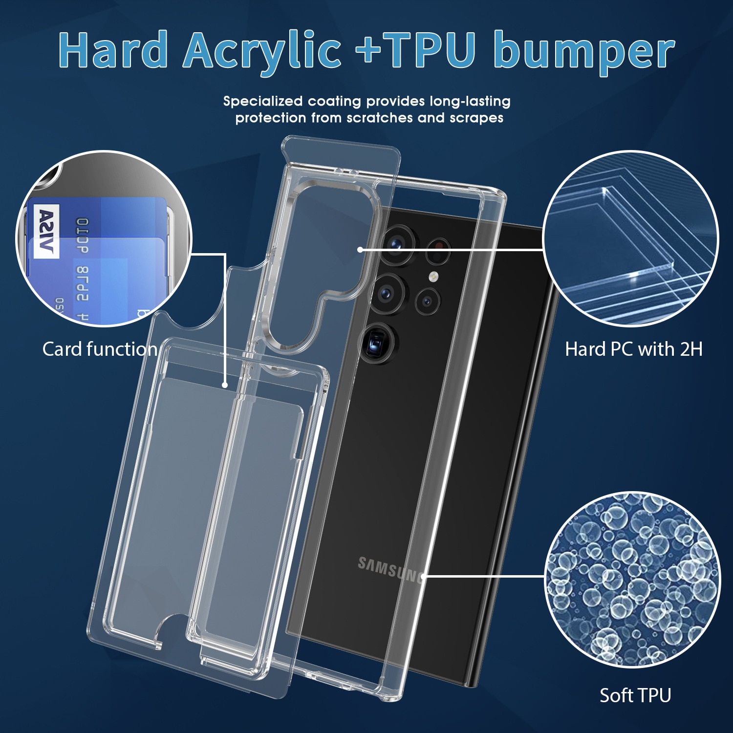 Hybridskal Kortfack Samsung Galaxy S24 Ultra transparent