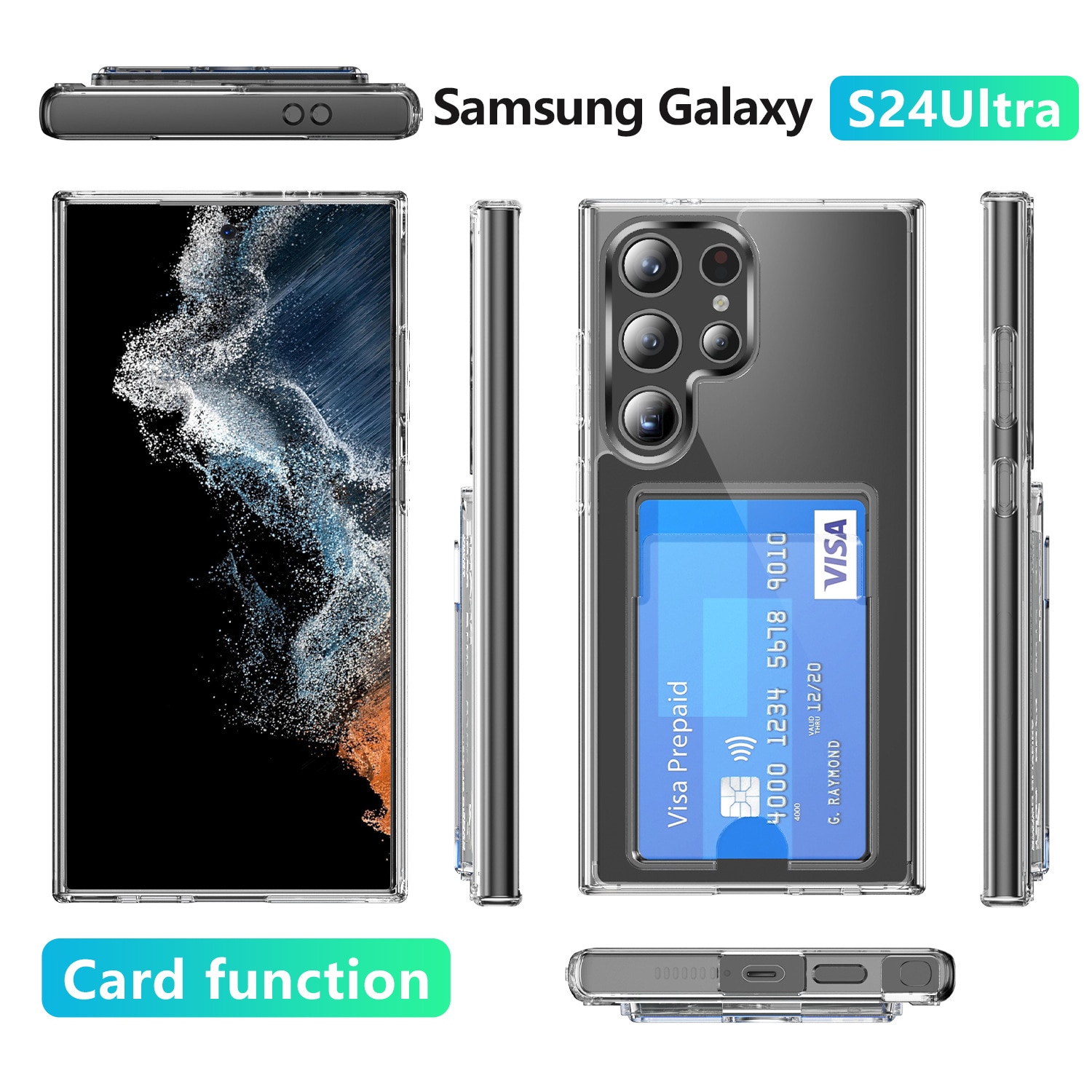 Hybridskal Kortfack Samsung Galaxy S24 Ultra transparent