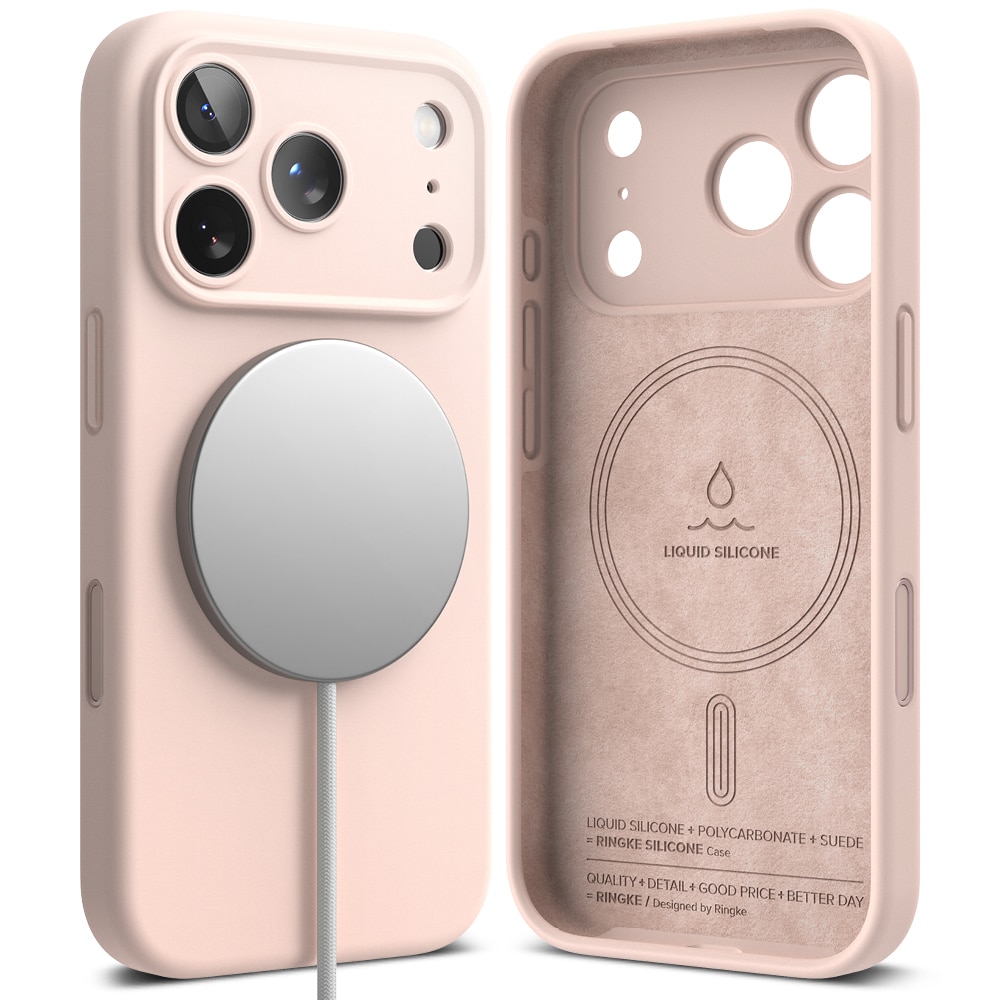 Silicone Magnetic Case iPhone 17 Pro Pink Sand