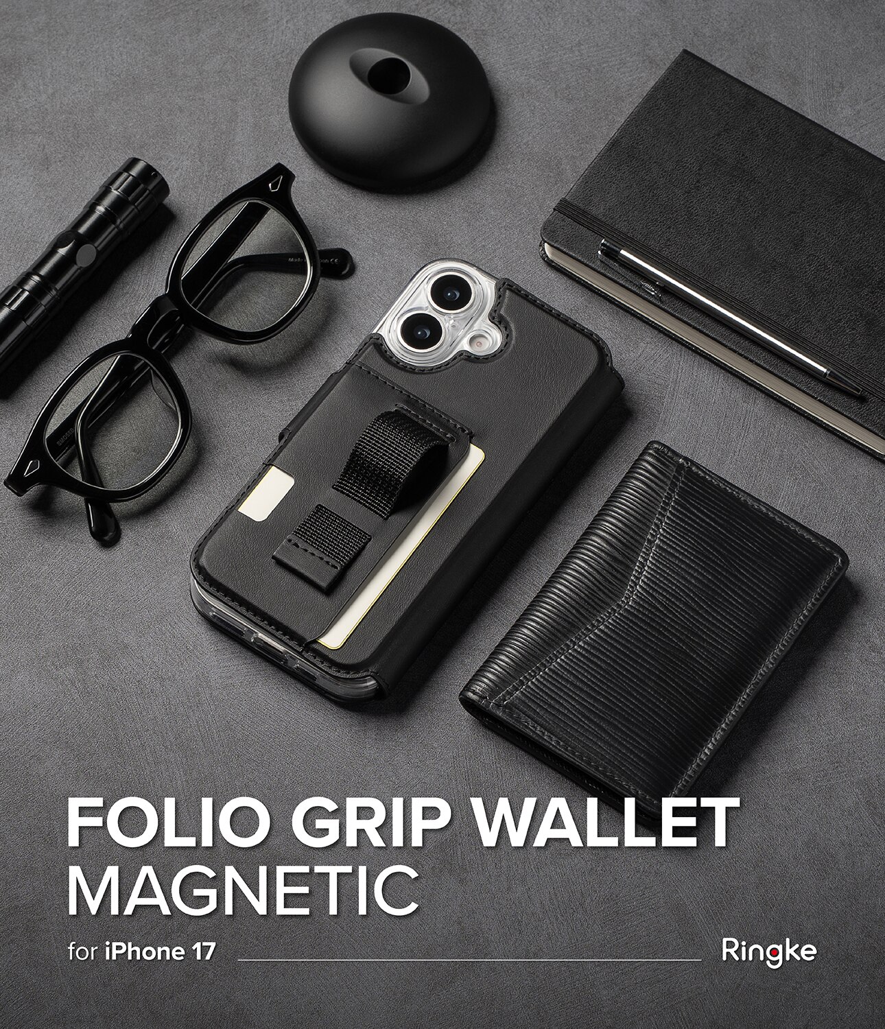Folio Grip Wallet Magnetic iPhone 17 Black