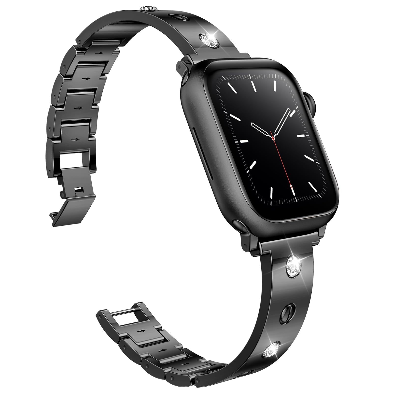 Bangle Diamond Bracelet Apple Watch 41mm Series 9 svart