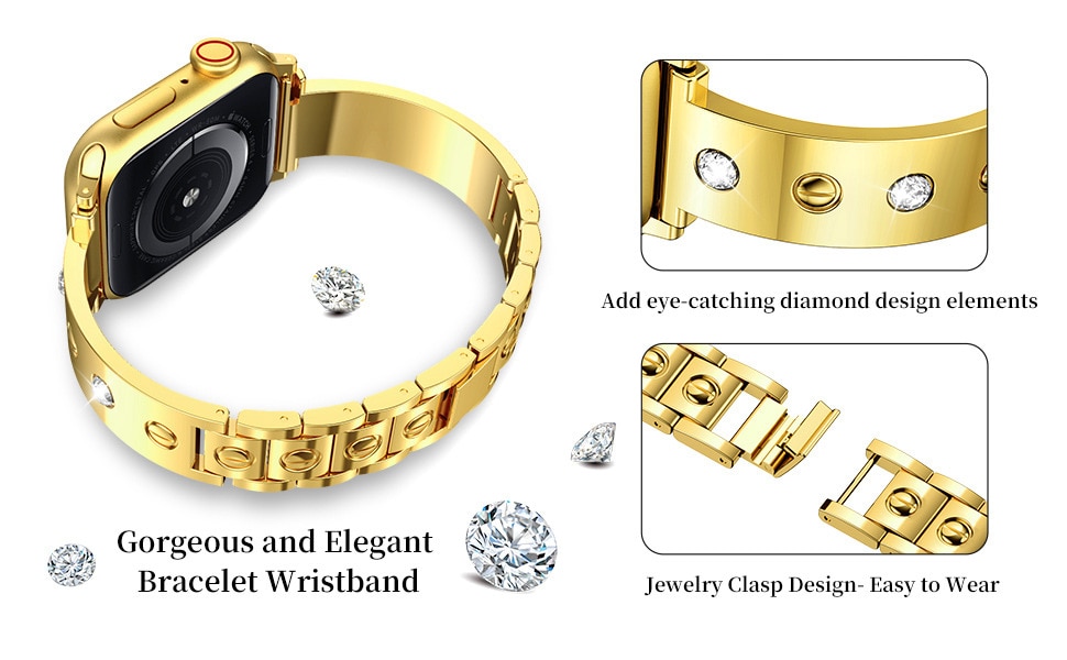 Bangle Diamond Bracelet Apple Watch 40mm guld
