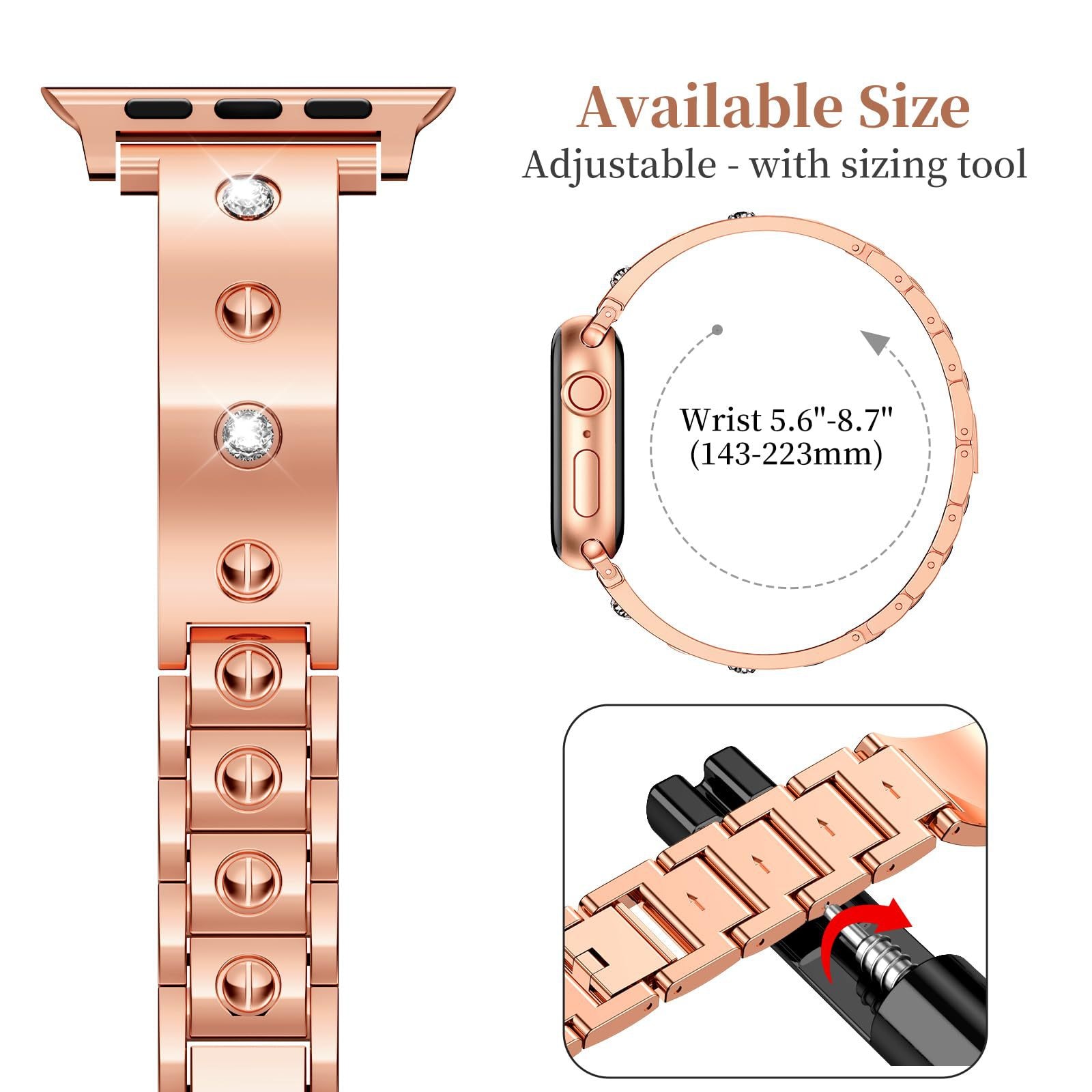 Bangle Diamond Bracelet Apple Watch 40mm roséguld