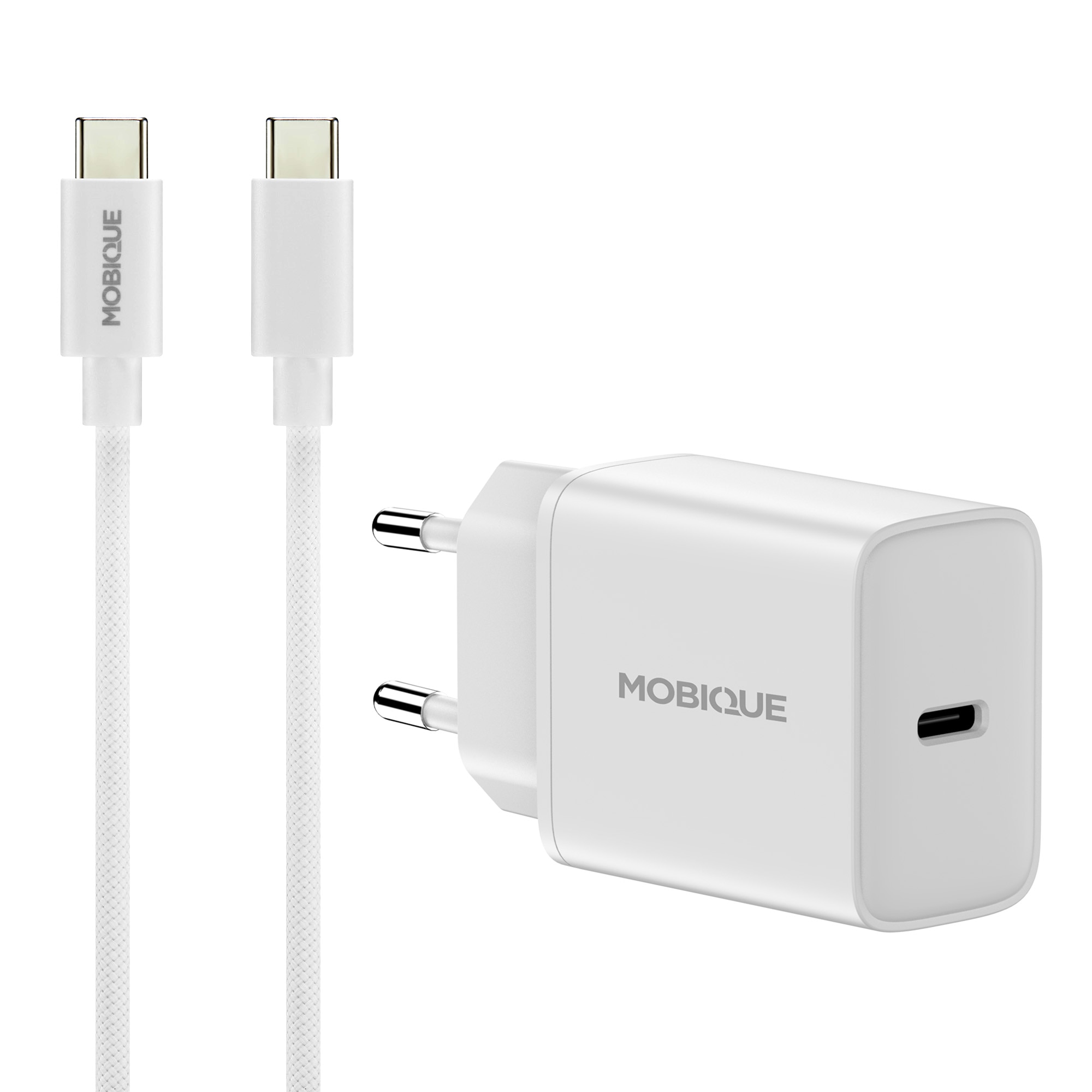 Komplett laddare iPhone 17 Pro - 2m kabel & väggladdare USB-C Vit