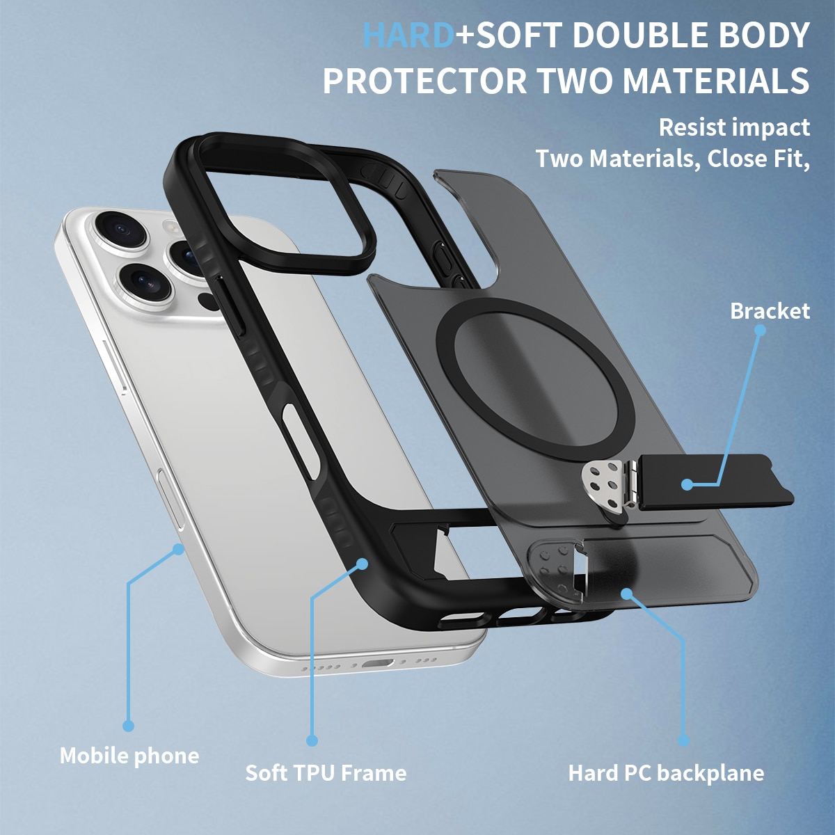 Magnetiskt Skal med Ställ iPhone 16 Pro Svart
