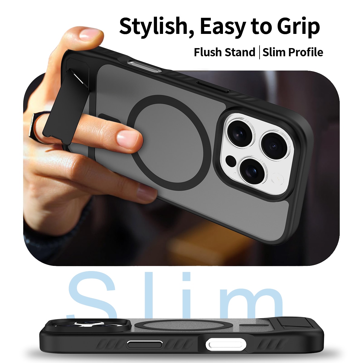 Magnetiskt Skal med Ställ iPhone 16 Pro Svart