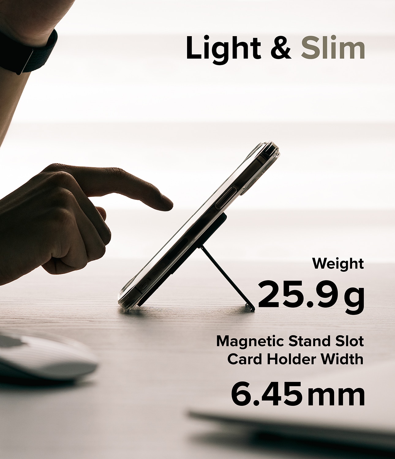 Magnetic Stand Slot Card Holder Clear/Light Gray