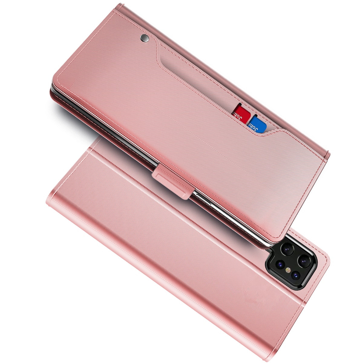Plånboksfodral Spegel Galaxy S22 Ultra rosa guld