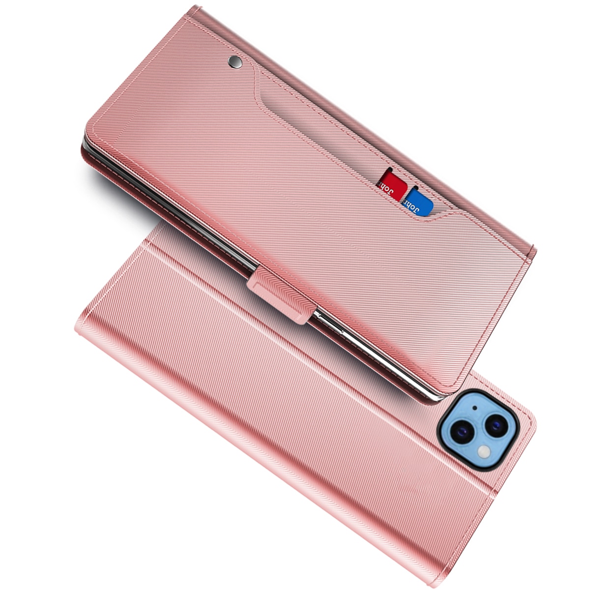 Plånboksfodral Spegel iPhone 13 rosa guld