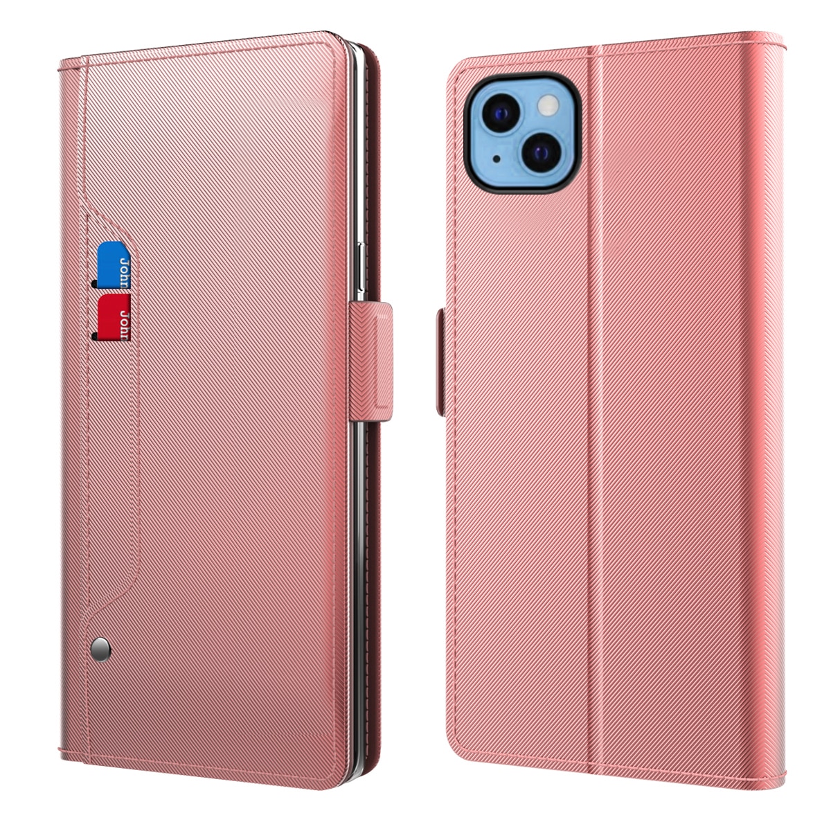 Plånboksfodral Spegel iPhone 14 rosa guld