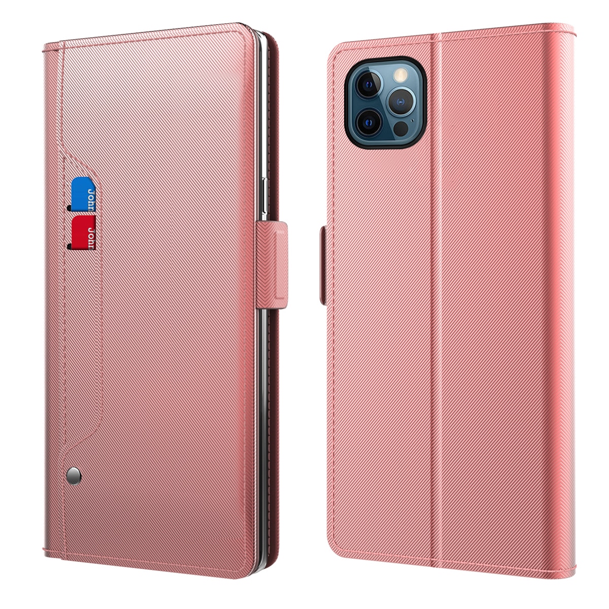 Plånboksfodral Spegel iPhone 13 Pro rosa guld