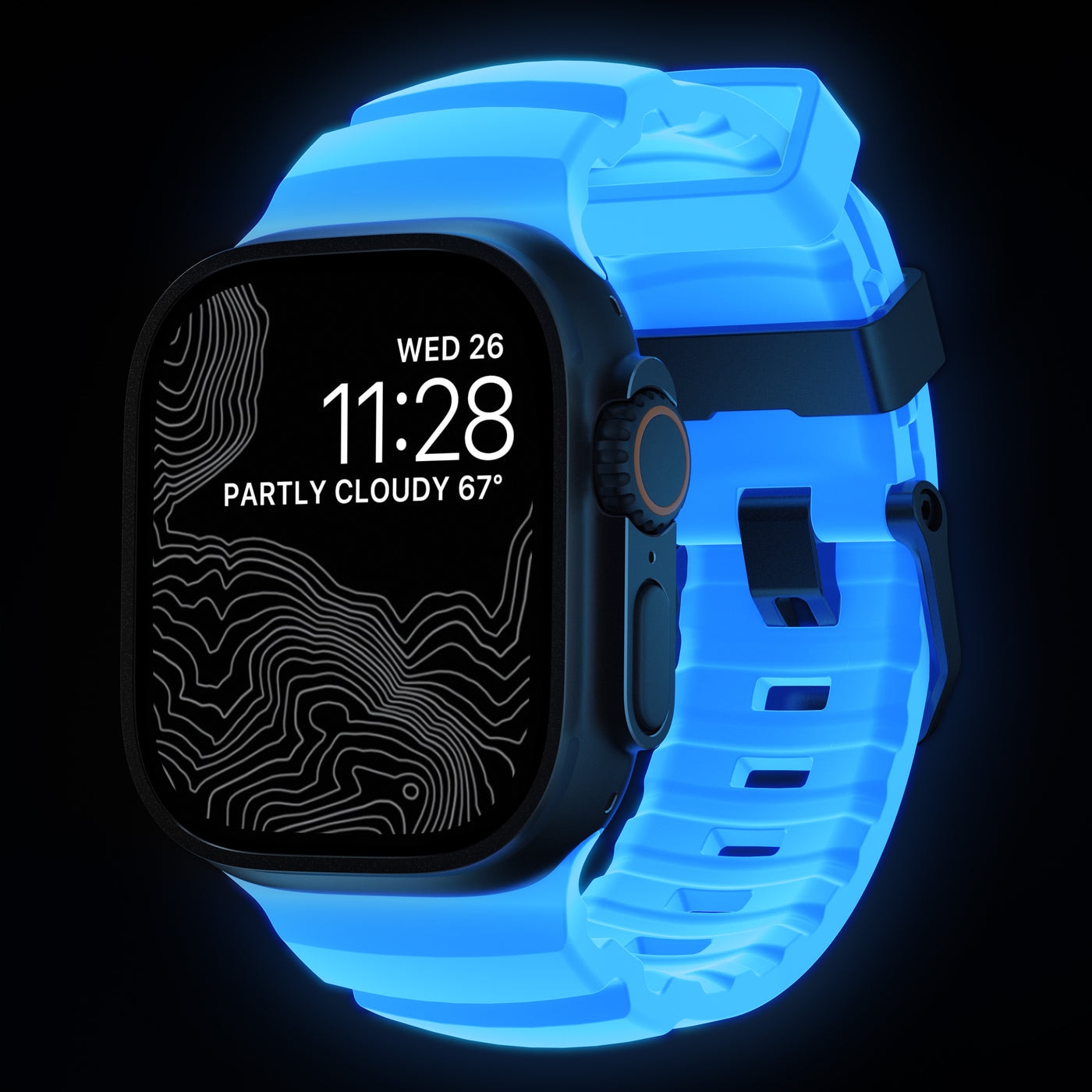 Apple Watch Ultra 49mm 2nd Gen Rocky Point Band Icy Blue Glow (Black Hardware) - Limited edition