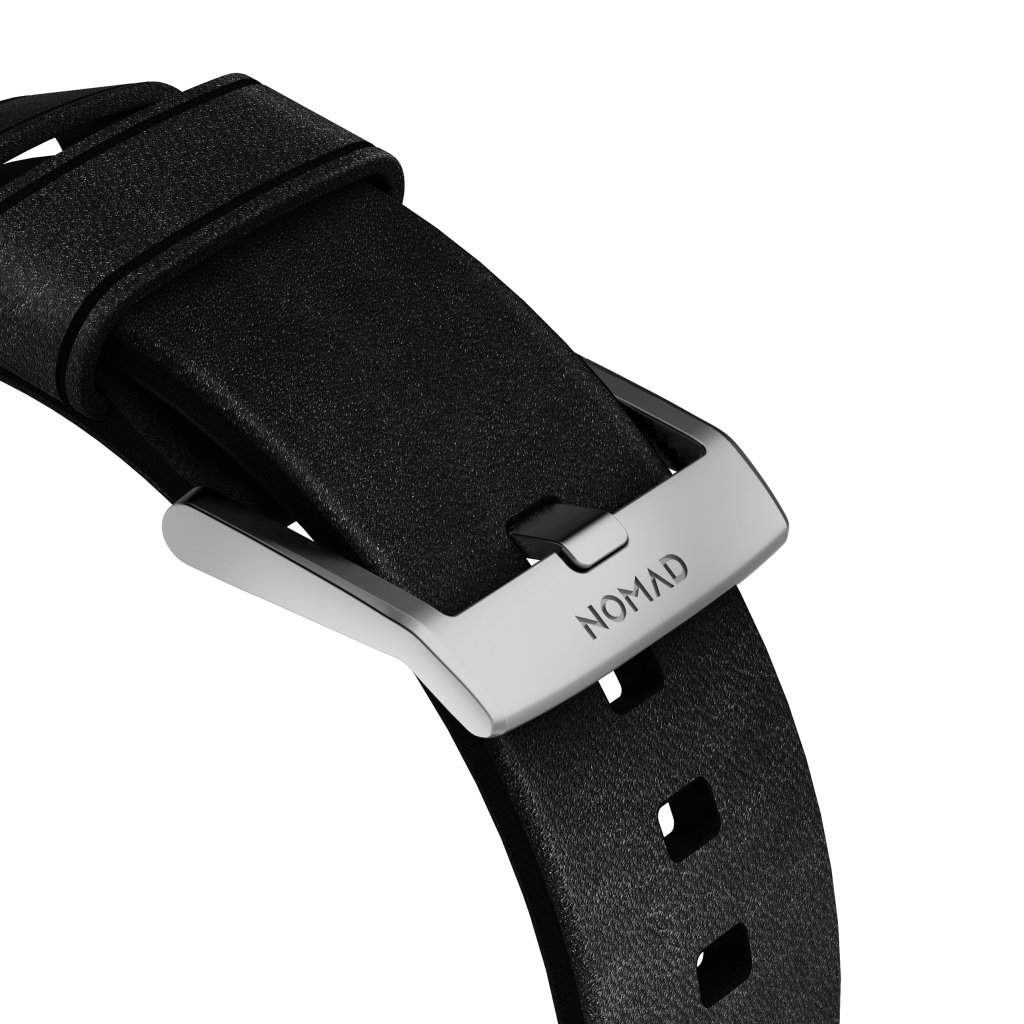 Apple Watch 44mm Modern Band Horween Leather Black (Silver Hardware)