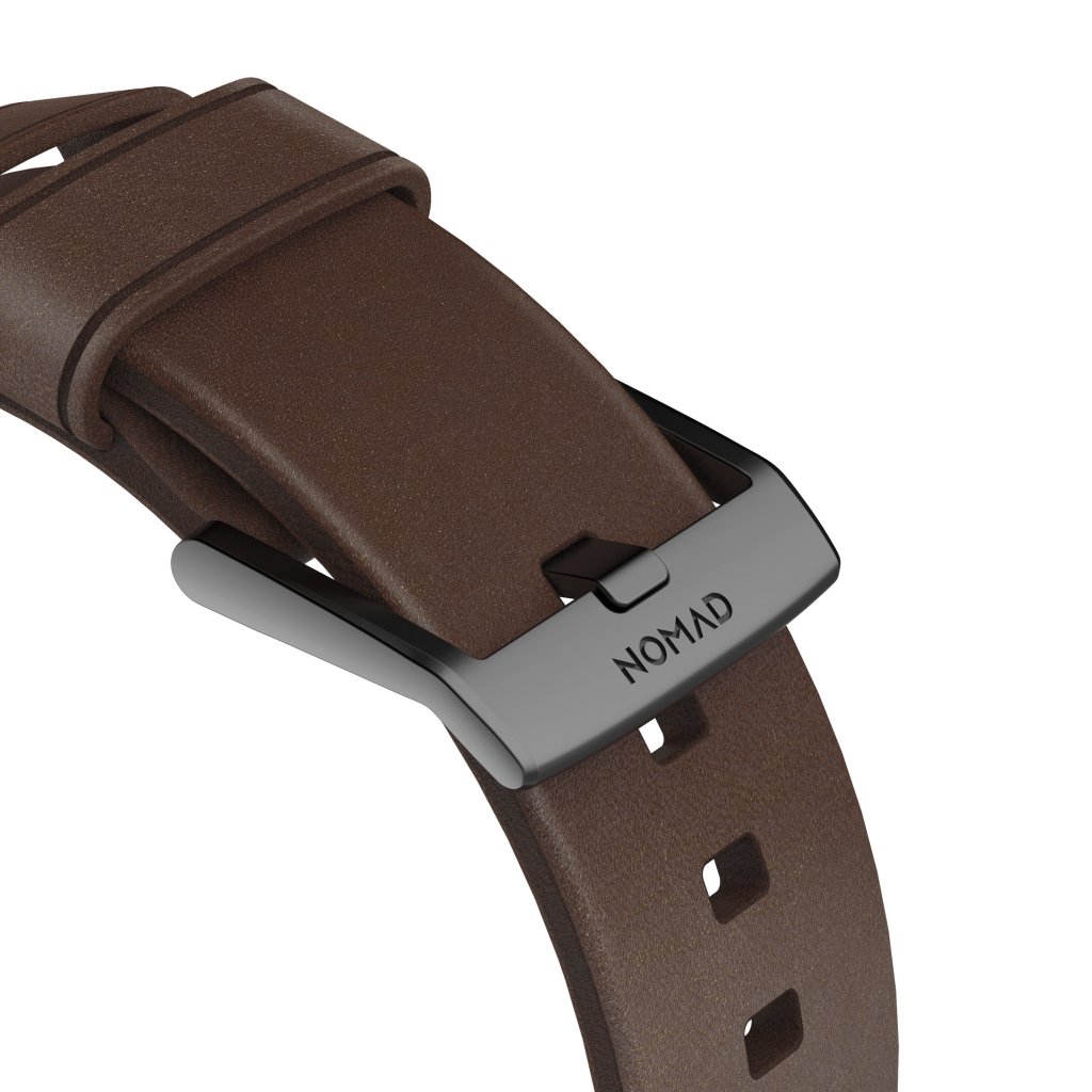 Apple Watch 45mm Series 7 Modern Band Horween Leather Rustic Brown (Black Hardware)