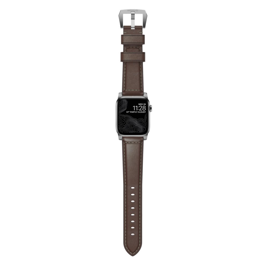 Traditional Band Apple Watch 44mm Rustic Brown (Silver Hardware)