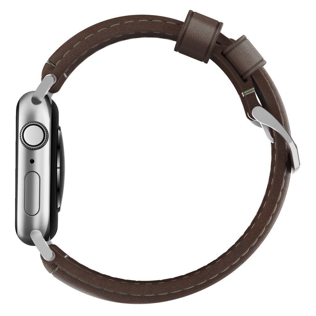 Traditional Band Apple Watch 45mm Series 8 Rustic Brown (Silver Hardware)