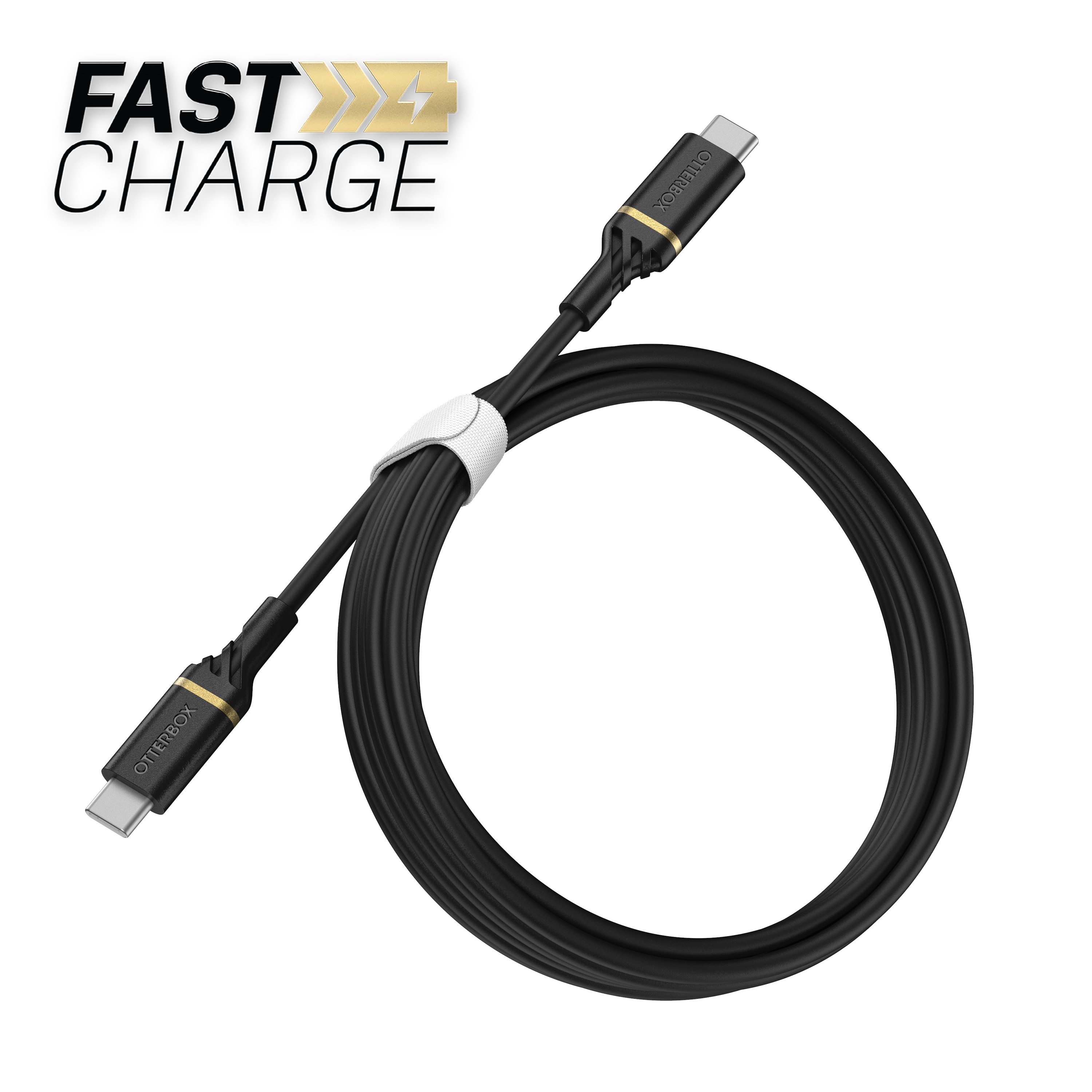 USB-C -> USB-C Laddkabel 2m Fast Charge svart