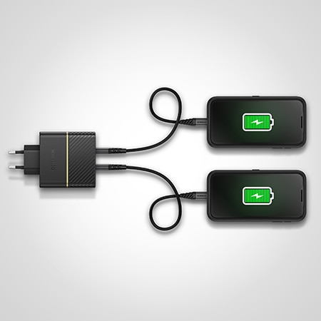 Väggladdare 30W USB-C PD+USB-A Black Shimmer